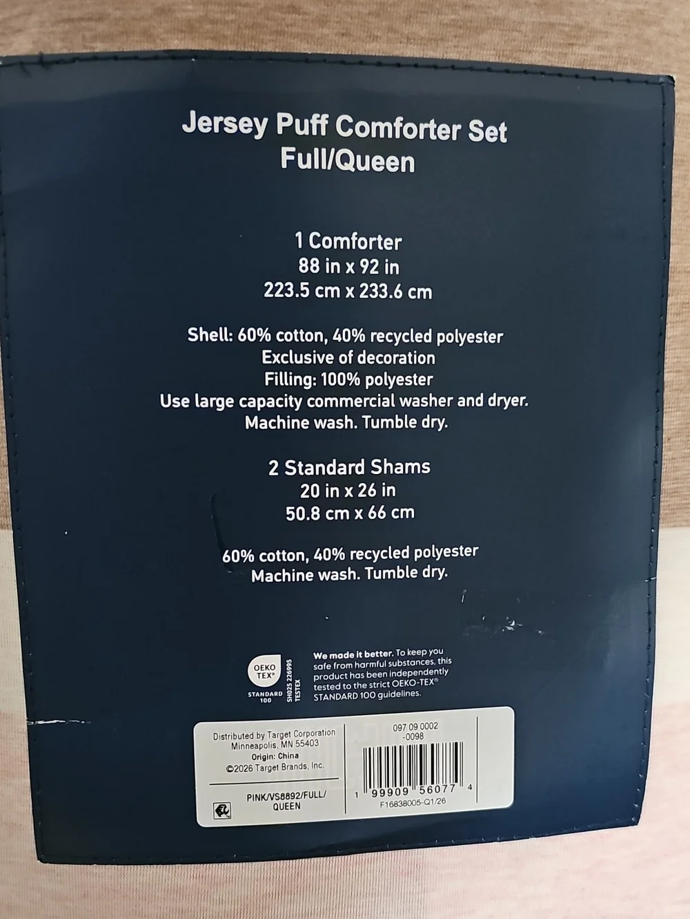 Full/Queen Hollister Cali Reversible Jersey Puff Comforter Set Pink/Brown Stripe